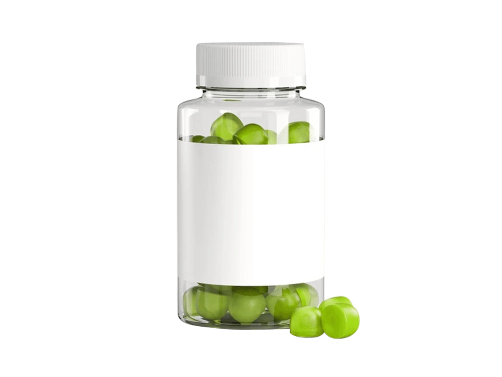 Muestras de gomitas envasadas